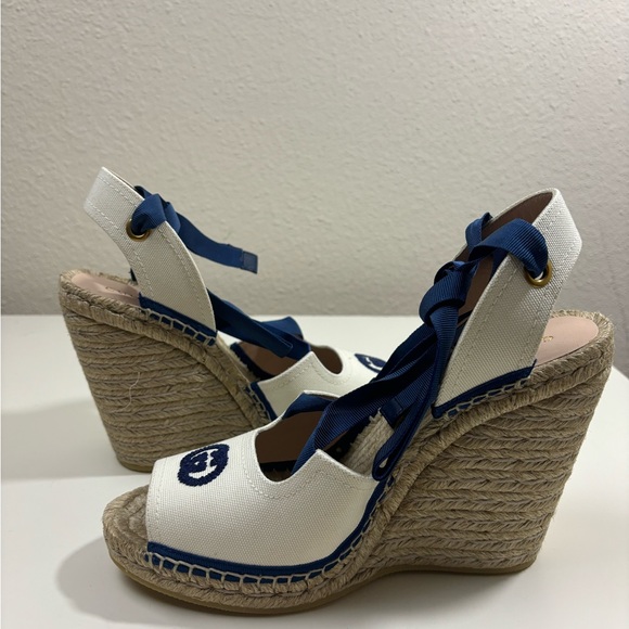 Gucci interlocking G espadrilles With Ribbon Tie platform Wedge - Picture 4 of 9